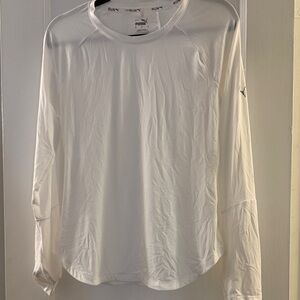 Puma White Long-Sleeve Performance Top